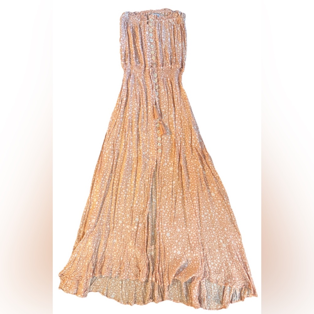 Tiare Hawaii Ryden Maxi Dress Peach Stars Women's S/M Beach Vacation Resort Wear